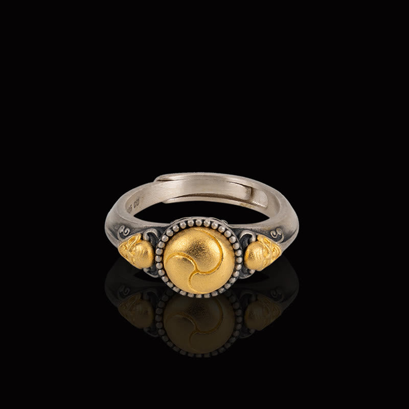 Adjustable Sterling Silver & Gold-Plated Skeleton Balance Ring