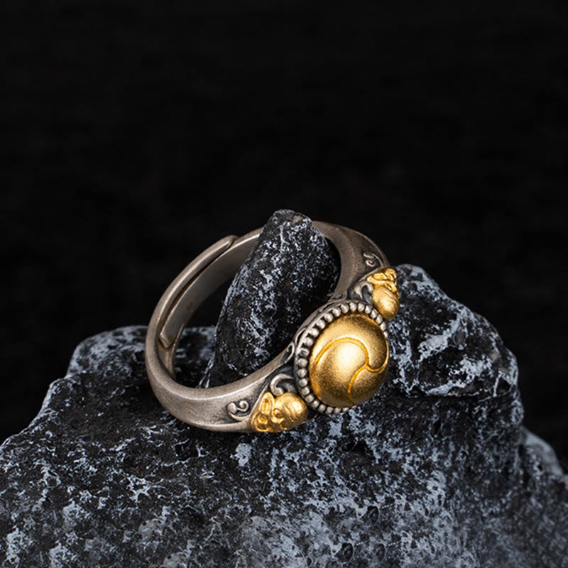 Adjustable Sterling Silver & Gold-Plated Skeleton Balance Ring