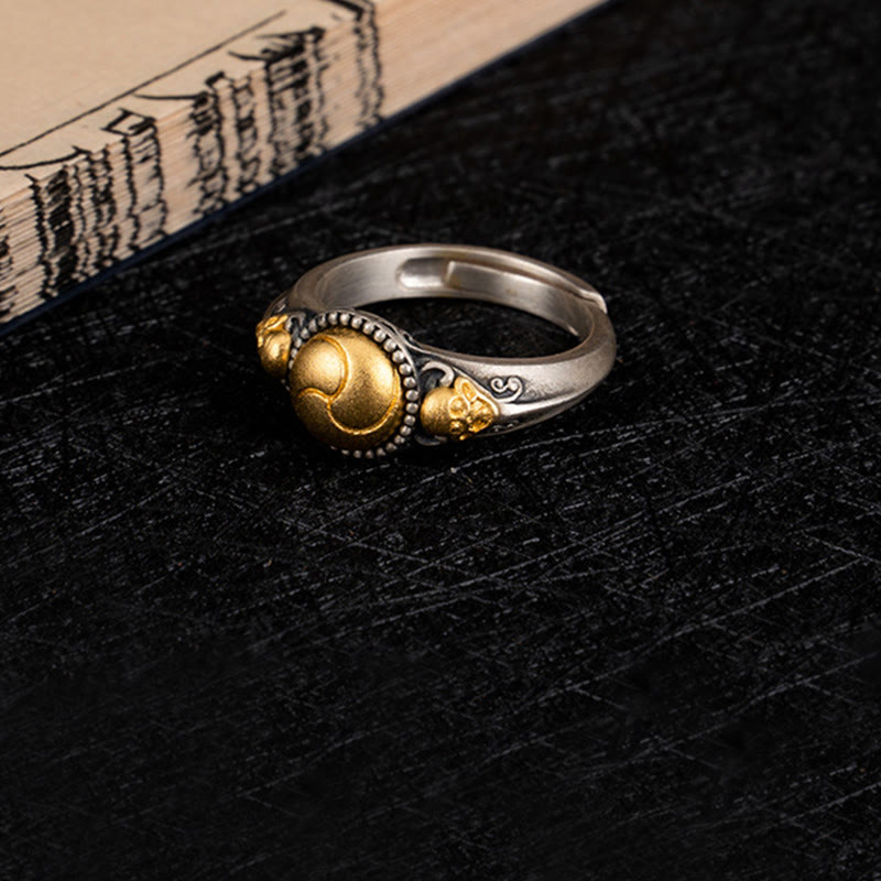 Adjustable Sterling Silver & Gold-Plated Skeleton Balance Ring