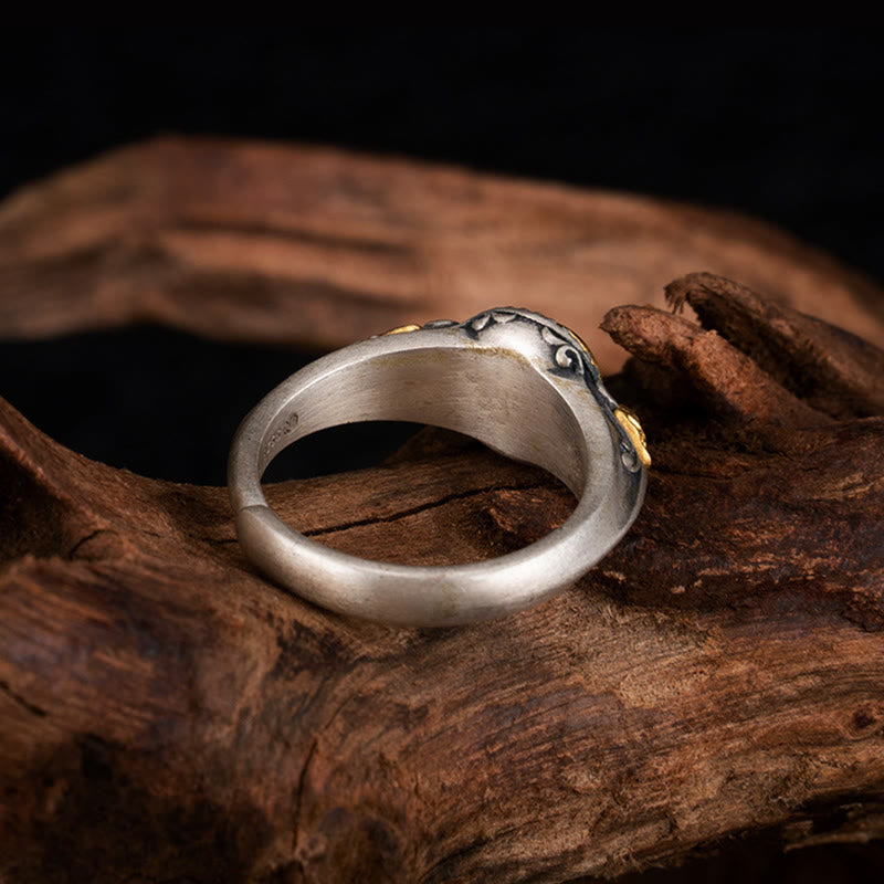 Adjustable Sterling Silver & Gold-Plated Skeleton Balance Ring