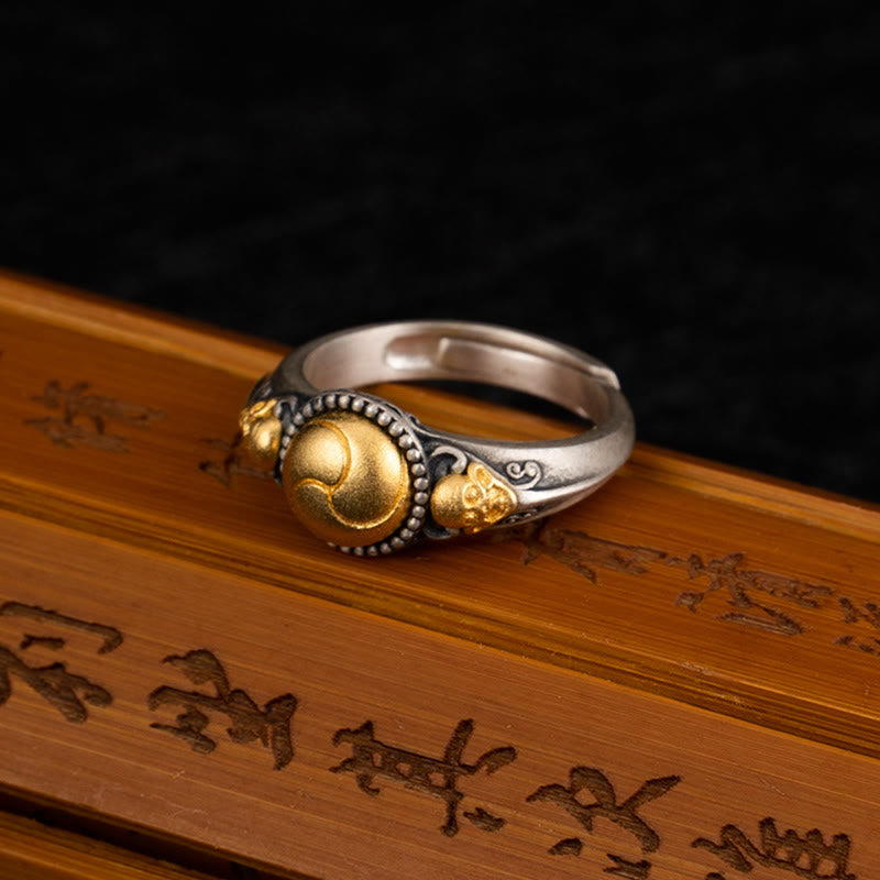 Adjustable Sterling Silver & Gold-Plated Skeleton Balance Ring