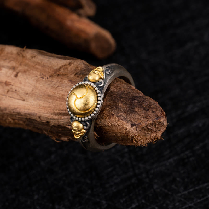 Adjustable Sterling Silver & Gold-Plated Skeleton Balance Ring