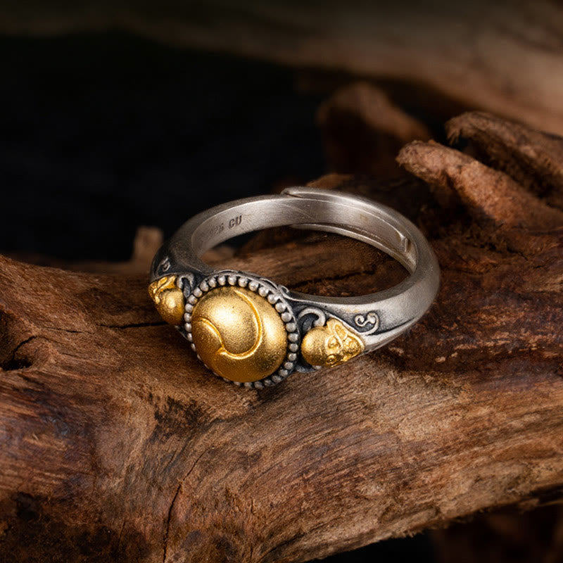 Adjustable Sterling Silver & Gold-Plated Skeleton Balance Ring