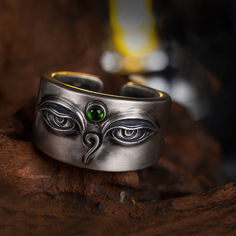 925 Sterling Silver Bodhisattva Tara Calm Adjustable Ring