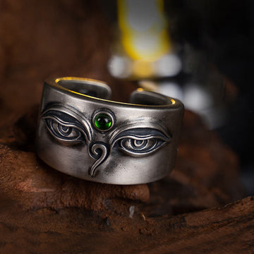 925 Sterling Silver Bodhisattva Tara Calm Adjustable Ring