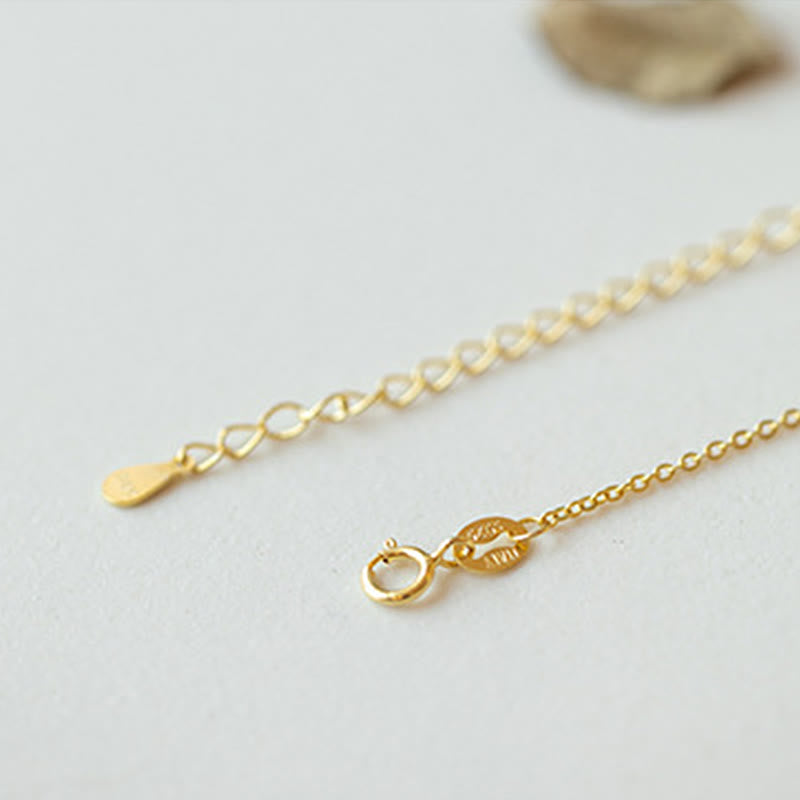 925 Sterling Silver Plated Gold Hetian Jade Peace Buckle Necklace Pendant