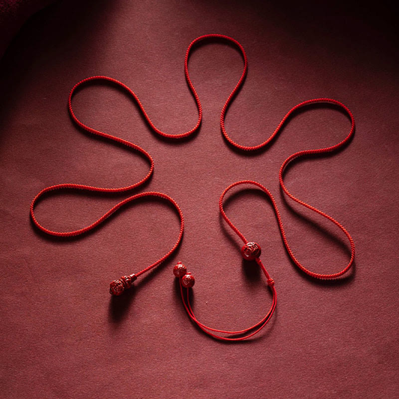 Natural Cinnabar Chinese Zodiac Gourd Calm Blessing Red String Belly Chain