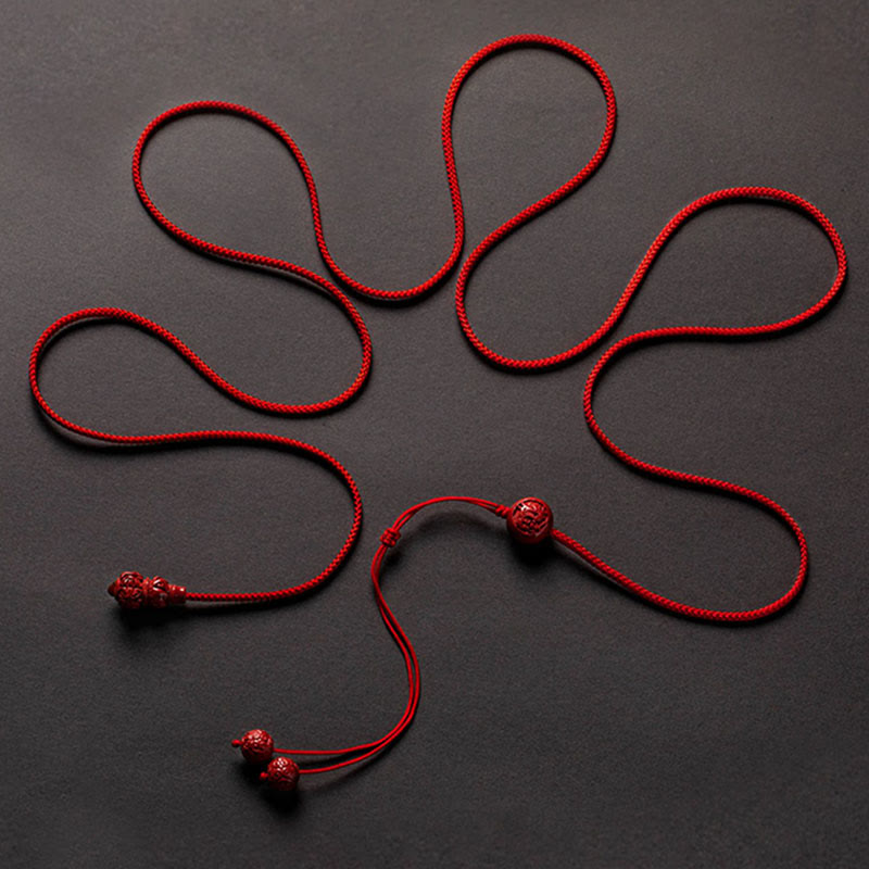 Natural Cinnabar Chinese Zodiac Gourd Calm Blessing Red String Belly Chain