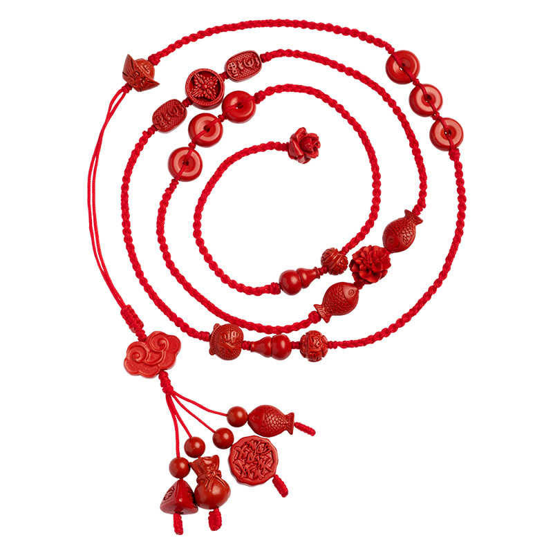 Natural Cinnabar Calm Blessing Red String Belly Chain