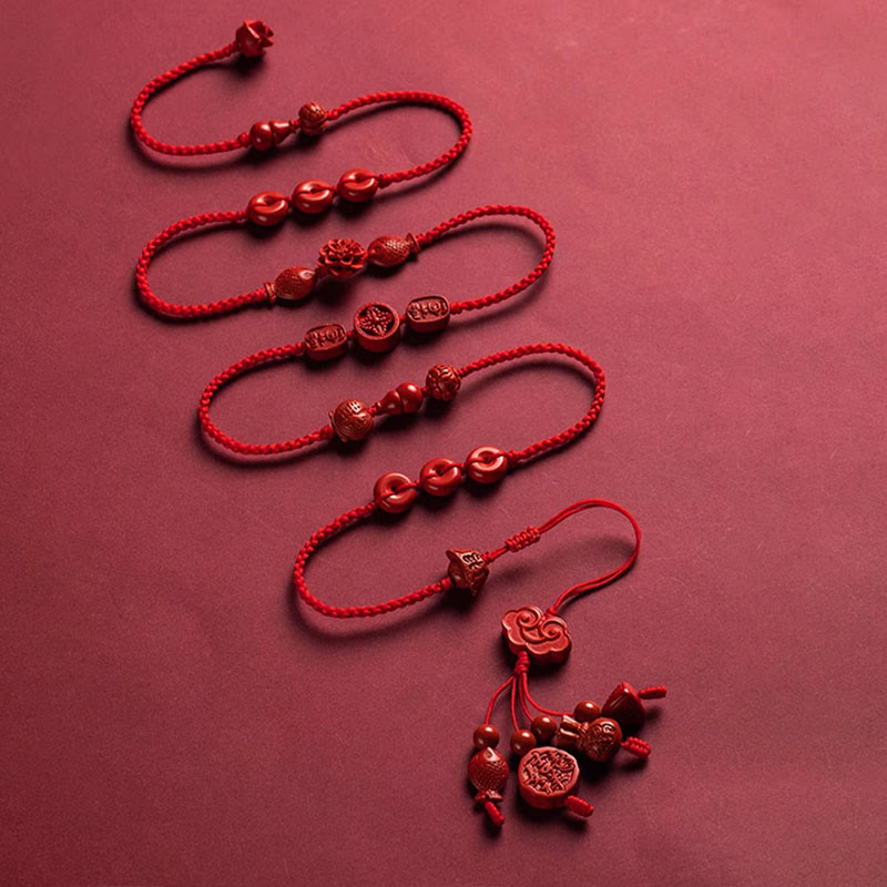 Natural Cinnabar Calm Blessing Red String Belly Chain
