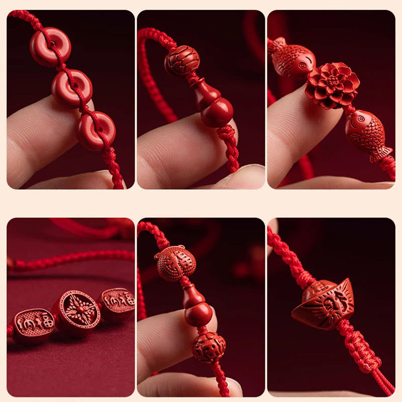 Natural Cinnabar Calm Blessing Red String Belly Chain