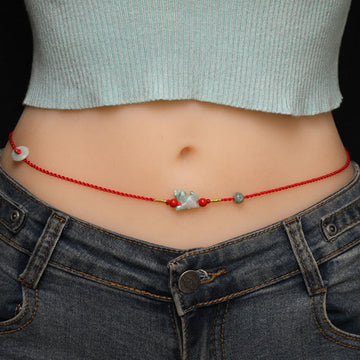 Jade Peace Buckle Blessing Red String Belly Chain