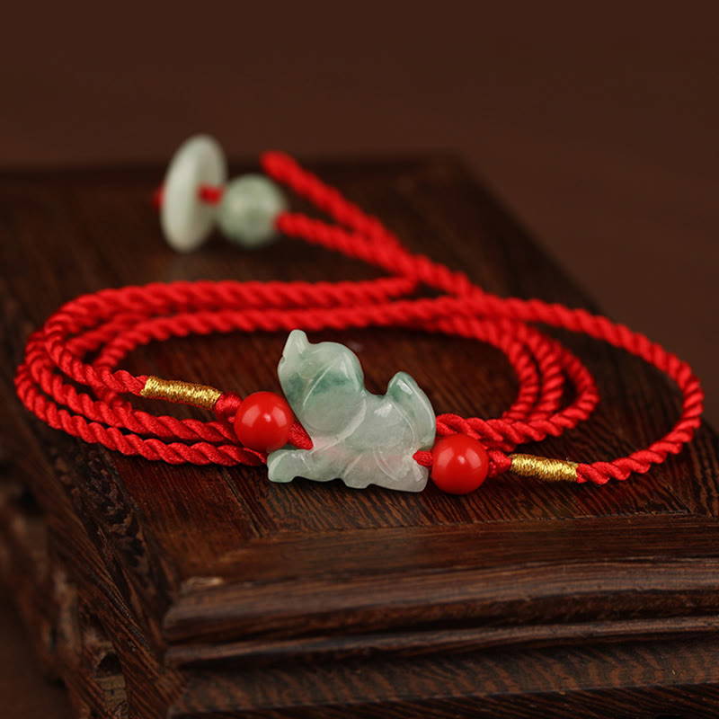 Jade Peace Buckle Blessing Red String Belly Chain