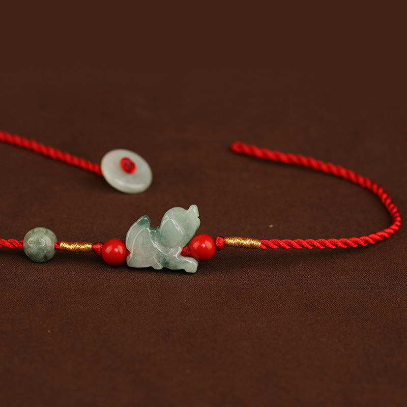 Jade Peace Buckle Blessing Red String Belly Chain