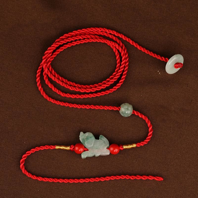 Jade Peace Buckle Blessing Red String Belly Chain