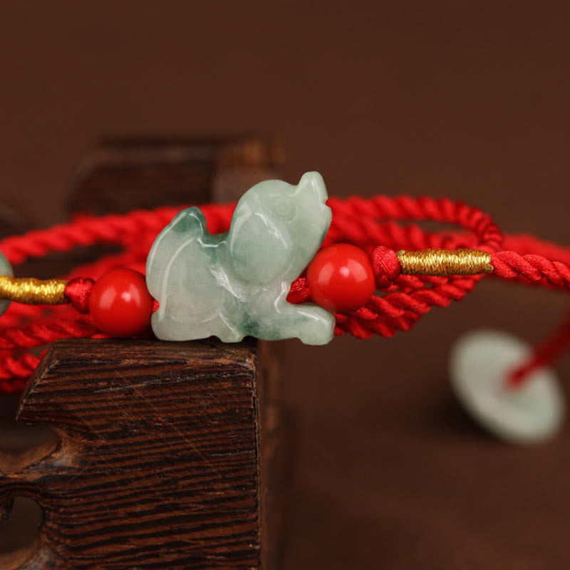 Jade Peace Buckle Blessing Red String Belly Chain