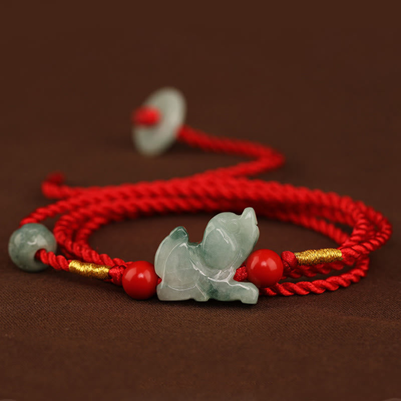 Jade Peace Buckle Blessing Red String Belly Chain