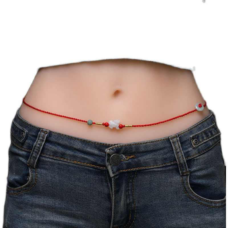 Jade Peace Buckle Blessing Red String Belly Chain
