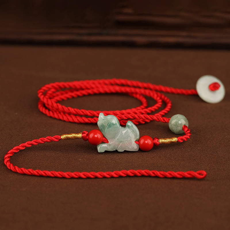 Jade Peace Buckle Blessing Red String Belly Chain
