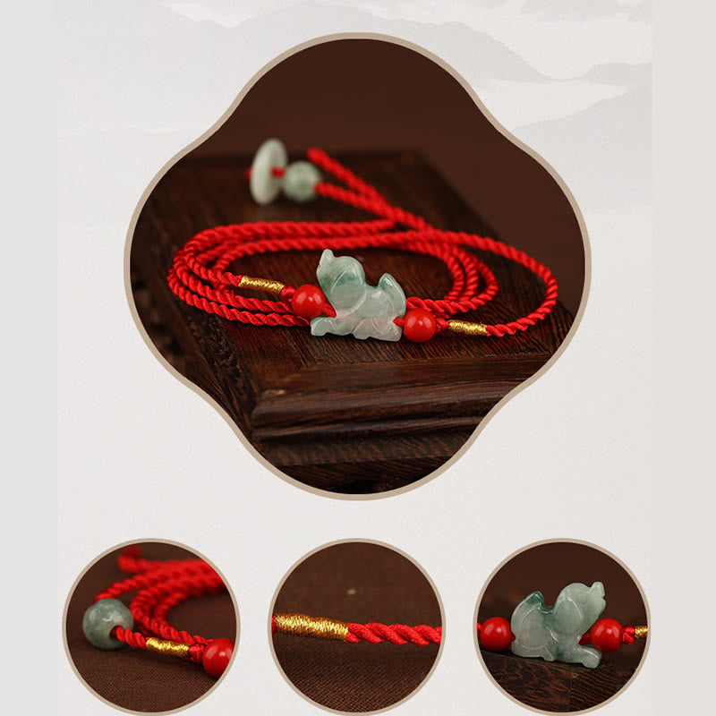 Jade Peace Buckle Blessing Red String Belly Chain