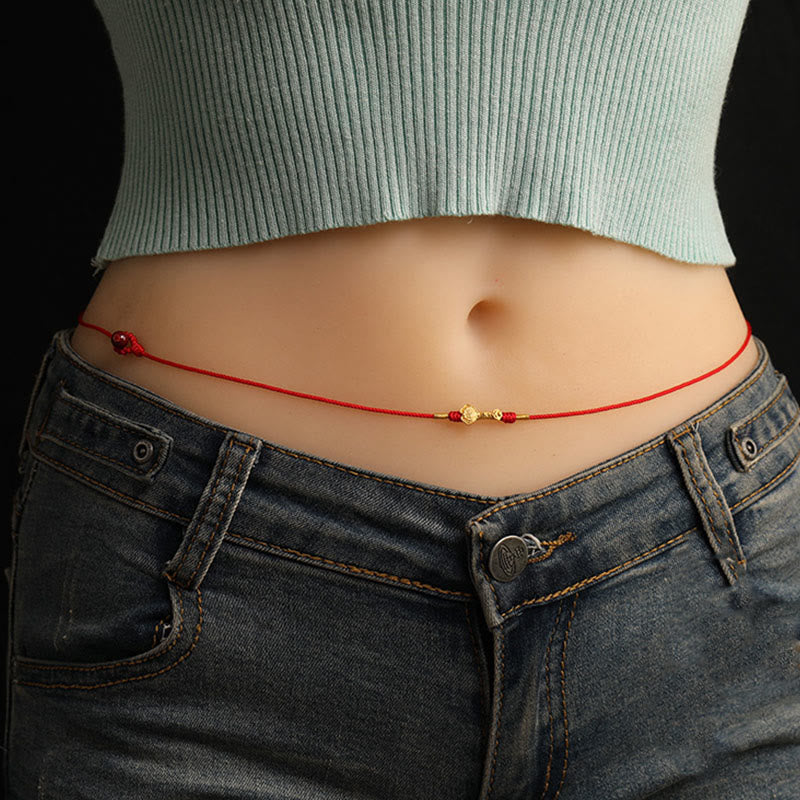 999 Solid Gold Red String Belly Chain