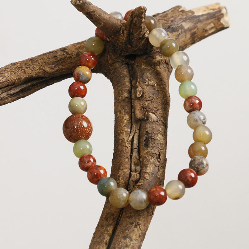 Shoushan Stone & Agate Bracelet for Vitality and Balanced Abundance (14-16cm Wrist)