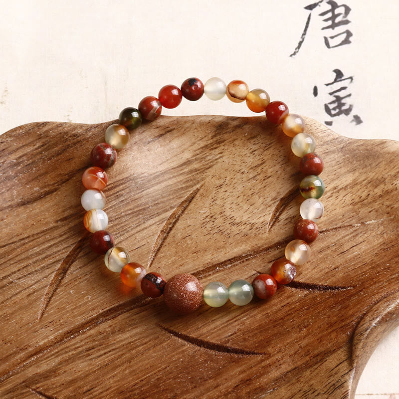 Shoushan Stone & Agate Bracelet for Vitality and Balanced Abundance (14-16cm Wrist)
