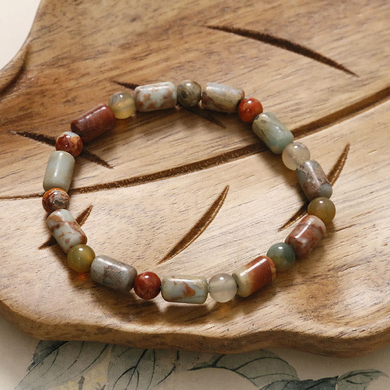 Shoushan Stone & Agate Bracelet for Vitality and Balanced Abundance (14-16cm Wrist)