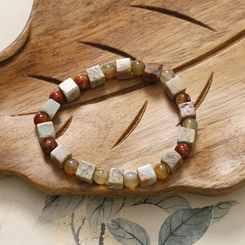 Shoushan Stone & Red Agate Energy Bracelet – Serenity & Balance Anchor