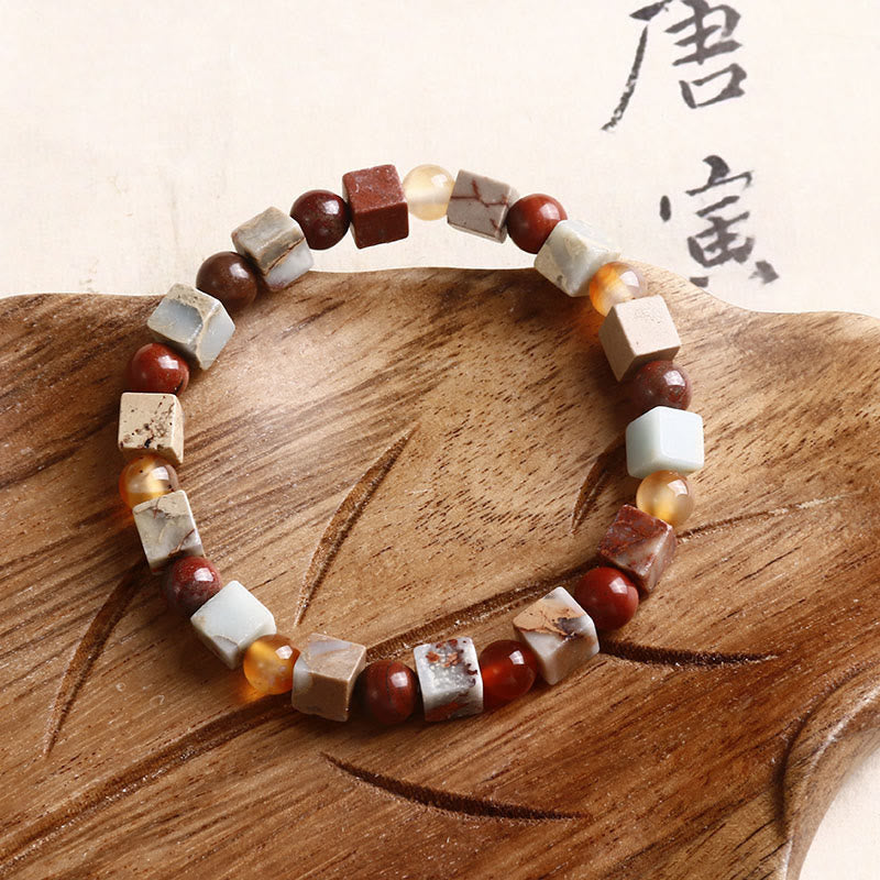Shoushan Stone & Red Agate Energy Bracelet – Serenity & Balance Anchor