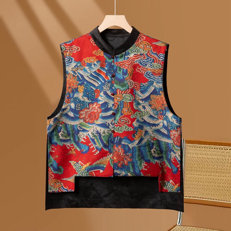 Vintage Embroidery Flower Cloud Pattern Vest