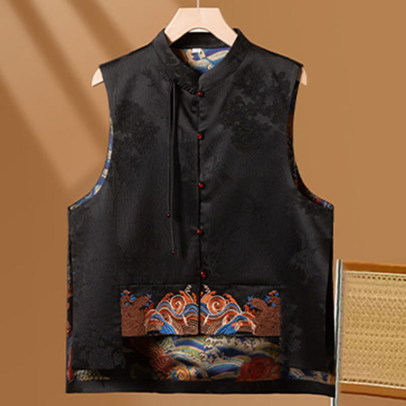Vintage Embroidery Flower Cloud Pattern Vest