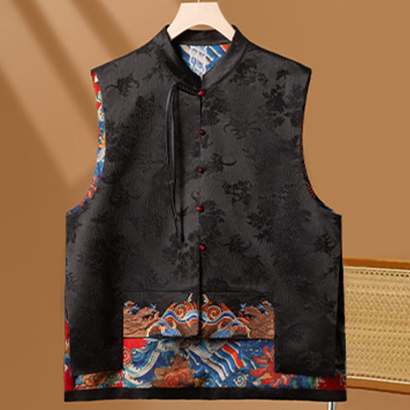 Vintage Embroidery Flower Cloud Pattern Vest