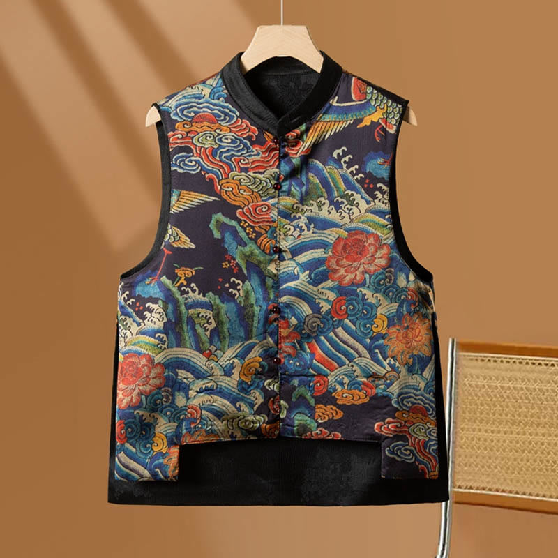 Vintage Embroidery Flower Cloud Pattern Vest