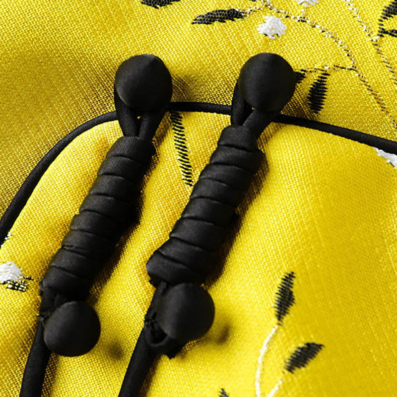 Vintage Embroidery Crane Plants Pattern Knot Button Vest