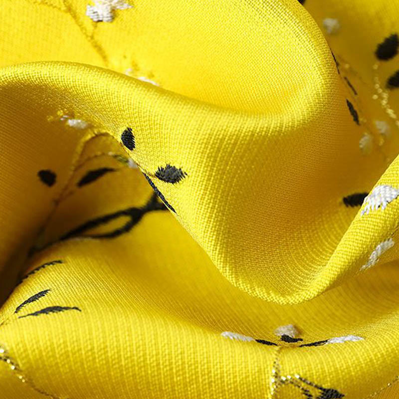 Vintage Embroidery Crane Plants Pattern Knot Button Vest