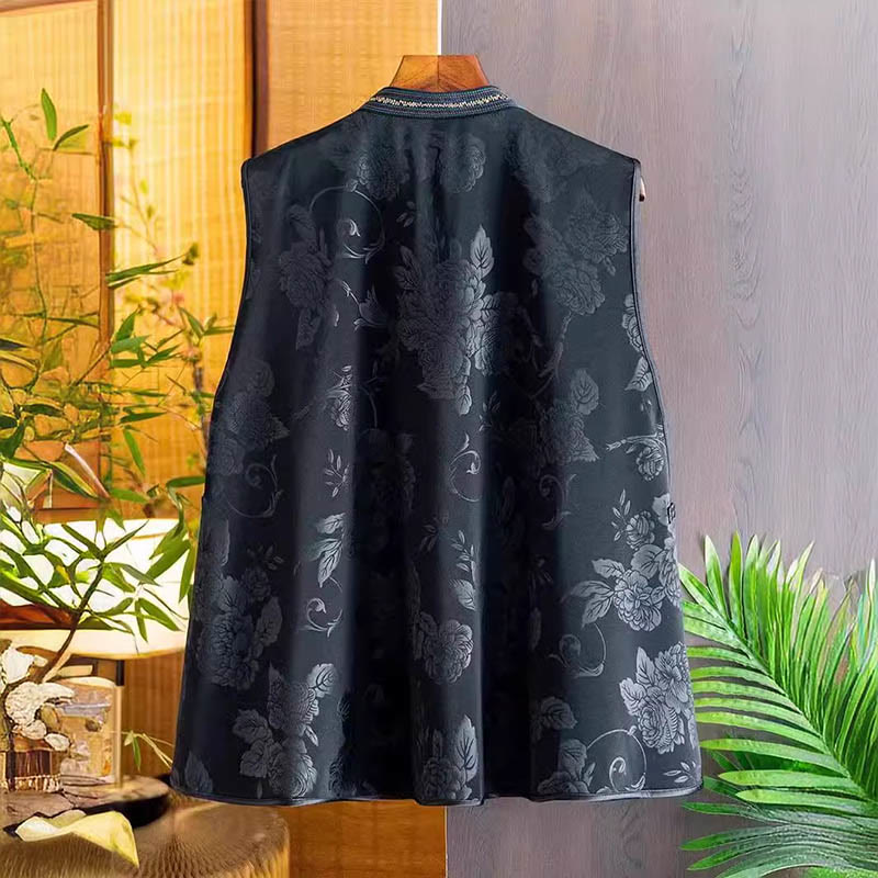 Vintage Embroidery Colorful Cloud Flower Pattern Vest