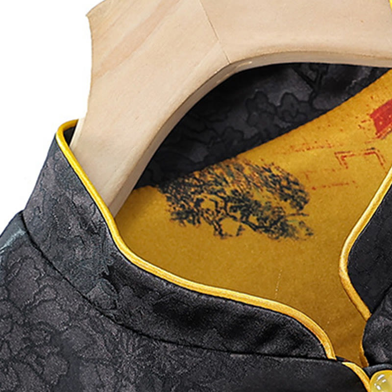 Vintage Embroidery Plum Blossom Pattern Double-Sided Wear Vest