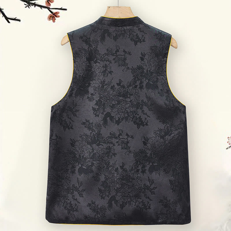 Vintage Embroidery Plum Blossom Pattern Double-Sided Wear Vest