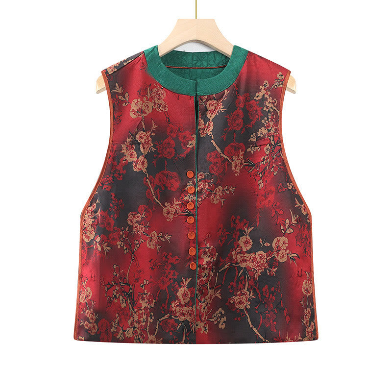 Vintage Embroidery Jacquard Weave Flower Pattern Vest