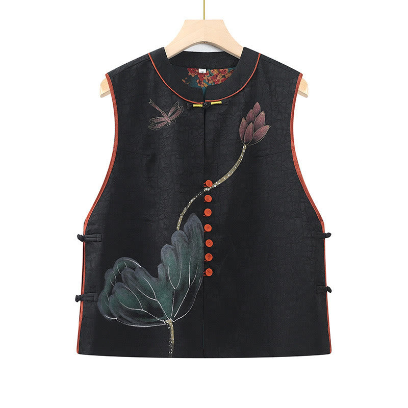 Vintage Embroidery Jacquard Weave Flower Pattern Vest