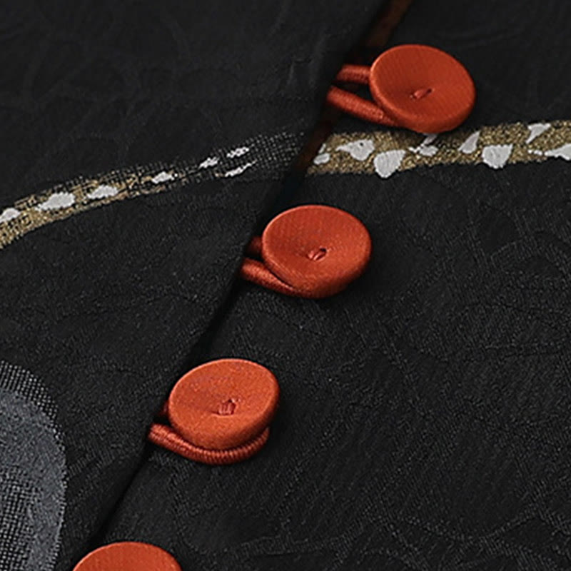 Vintage Embroidery Jacquard Weave Flower Pattern Vest