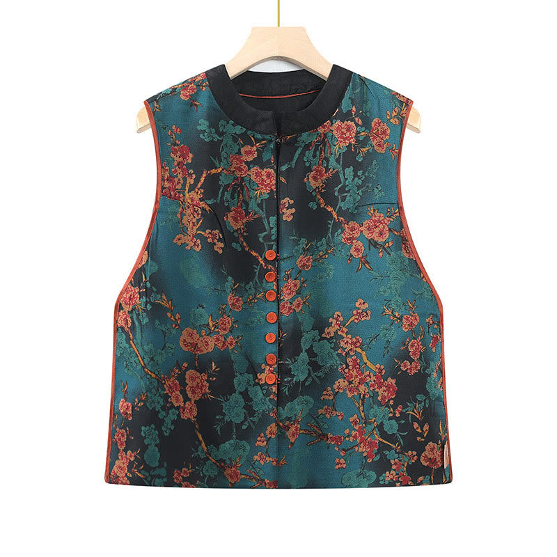 Vintage Embroidery Jacquard Weave Flower Pattern Vest