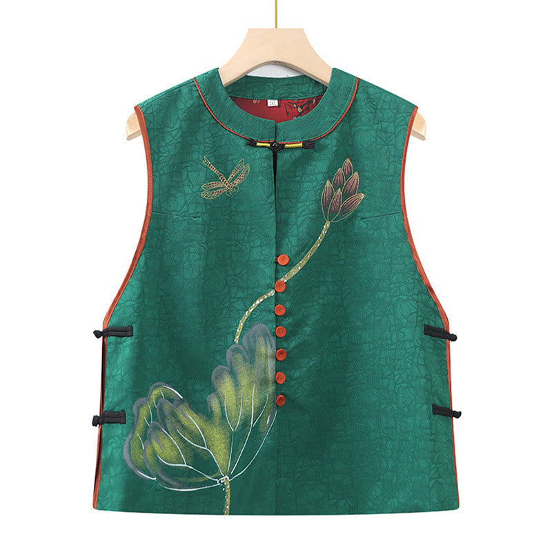 Vintage Embroidery Jacquard Weave Flower Pattern Vest
