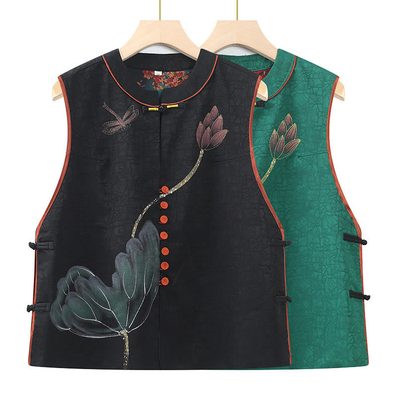 Vintage Embroidery Jacquard Weave Flower Pattern Vest