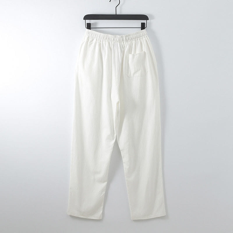 Cross-Collars Cotton Tang Suit Hanfu Top Pants Clothing Men's Set