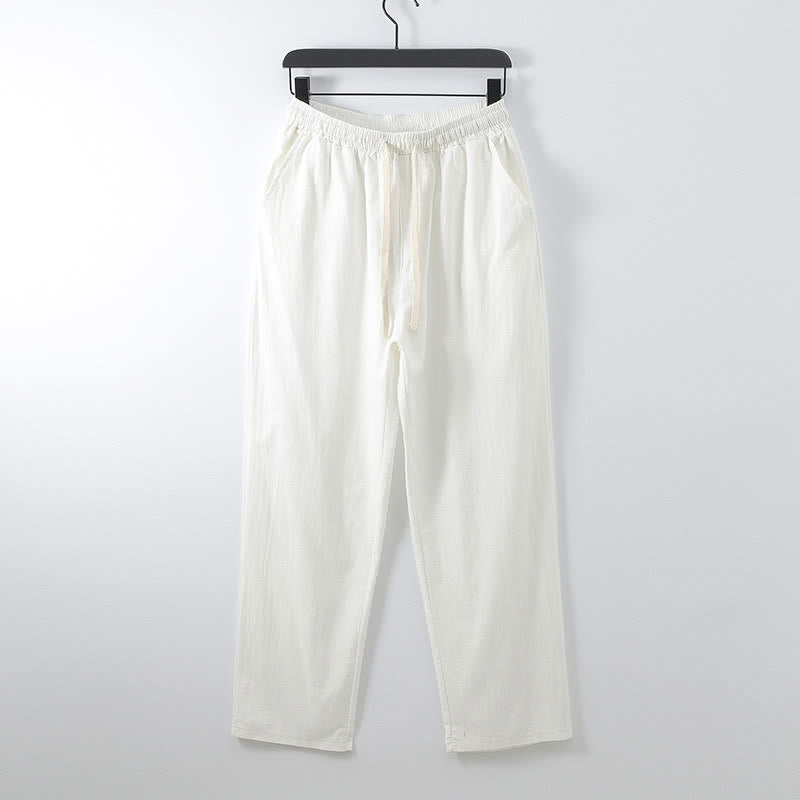 Cross-Collars Cotton Tang Suit Hanfu Top Pants Clothing Men's Set