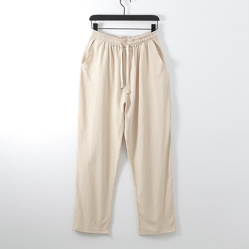 Cross-Collars Cotton Tang Suit Hanfu Top Pants Clothing Men's Set