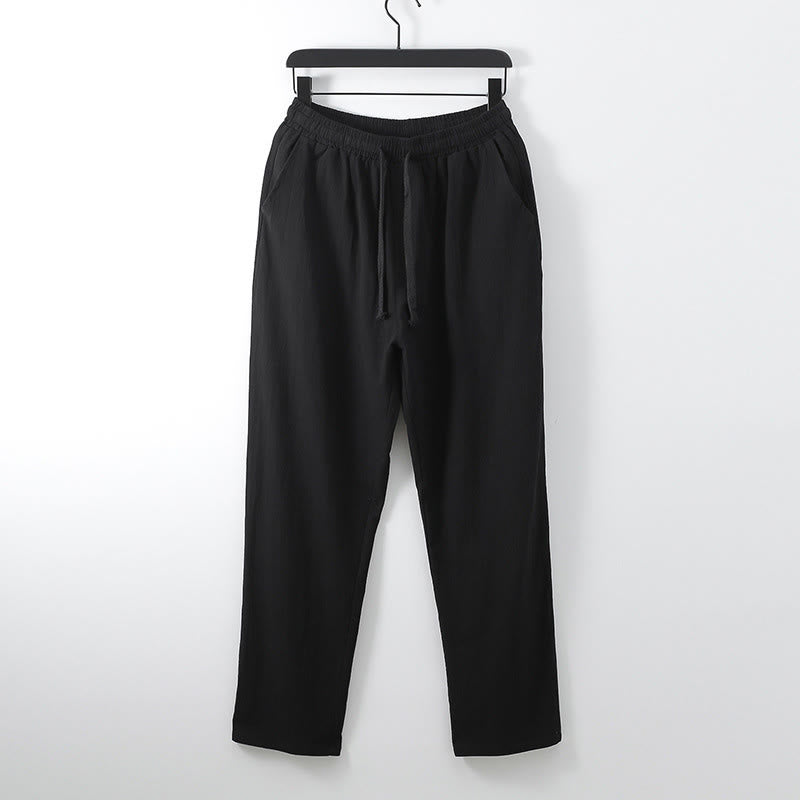 Cross-Collars Cotton Tang Suit Hanfu Top Pants Clothing Men's Set