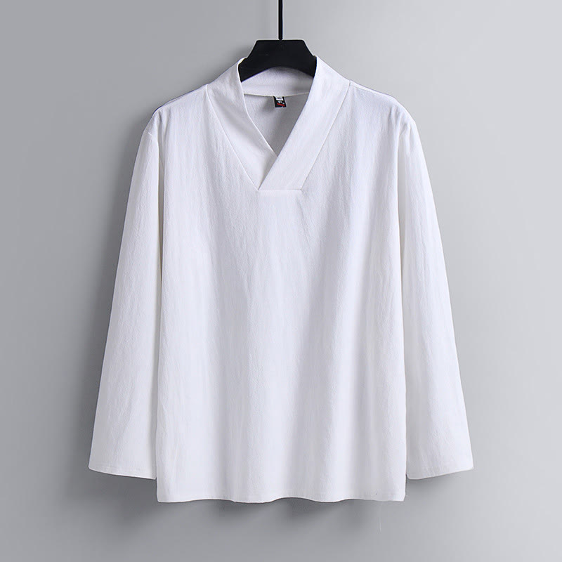 Cross-Collars Cotton Tang Suit Hanfu Top Pants Clothing Men's Set
